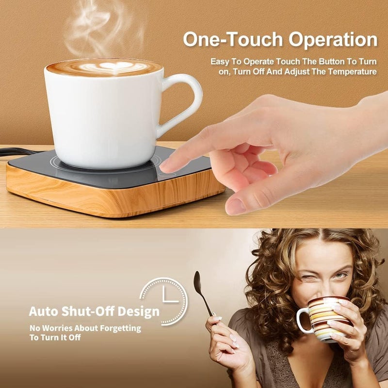 Defashun Coffee Mug Warmer Waterproof Smart Cup Warmer with 3 Temperature Setting for Warming & Heating Coffee, Beverage, Milk, Tea and Hot Chocolate (Wood Grain) - Image 4